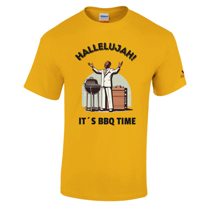 Hallelujah ! Heavyweight Unisex Crewneck T-shirt Gold Alpha BBQ wear BBQ -apparel- BBQ tshirt -BBQ tee