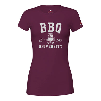BBQ University T-Shirt Premium Womens Crewneck T-shirt Berry Alpha BBQ wear BBQ -apparel- BBQ tshirt -BBQ tee