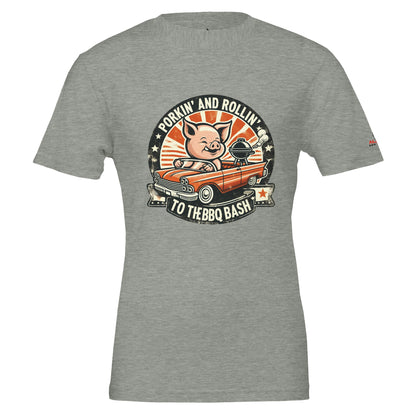 Porking and Rolling to the BBQ Bash Premium Unisex Crewneck T-shirt Athletic Heather Alpha BBQ wear BBQ -apparel- BBQ tshirt -BBQ tee