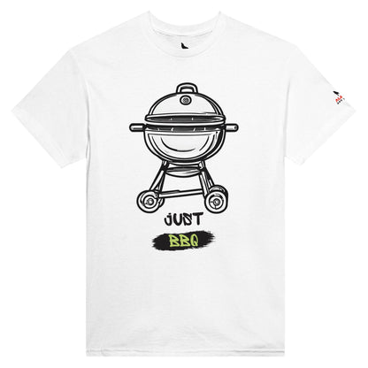 Just BBQ Heavyweight Unisex Crewneck T-shirt White Alpha BBQ wear BBQ -apparel- BBQ tshirt -BBQ tee