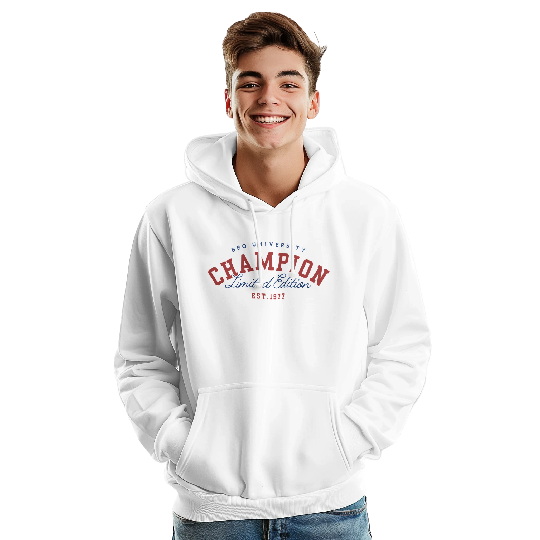 BBQ University – Only the Strongest Grill!Premium Unisex Pullover Hoodie Alpha BBQ wear BBQ -apparel- BBQ tshirt -BBQ tee