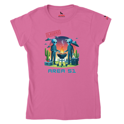 "Area 51 BBQ Classic Womens Crewneck T-shirt Azalea Alpha BBQ wear BBQ -apparel- BBQ tshirt -BBQ tee