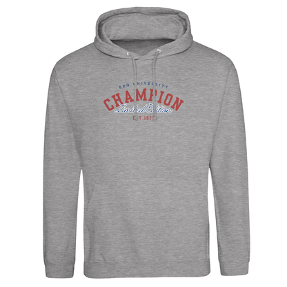 BBQ University – Only the Strongest Grill!Premium Unisex Pullover Hoodie Heather Grey Alpha BBQ wear BBQ -apparel- BBQ tshirt -BBQ tee