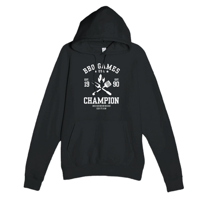 BBQ Games Champion Premium Unisex Pullover Hoodie Black Alpha BBQ wear BBQ -apparel- BBQ tshirt -BBQ tee