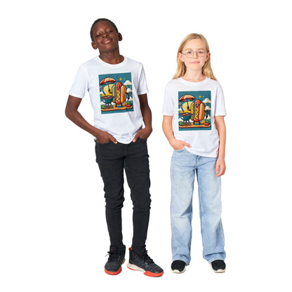 BBQ Hot dog Classic Kids Crewneck T-shirt Alpha BBQ wear BBQ -apparel- BBQ tshirt -BBQ tee