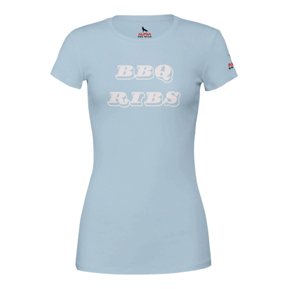 BBQ RIBS Custom BBQ T-Shirt | Premium Womens Crewneck T-shirt Baby Blue Alpha BBQ wear BBQ -apparel- BBQ tshirt -BBQ tee