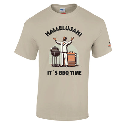 Hallelujah ! Heavyweight Unisex Crewneck T-shirt Sand Alpha BBQ wear BBQ -apparel- BBQ tshirt -BBQ tee