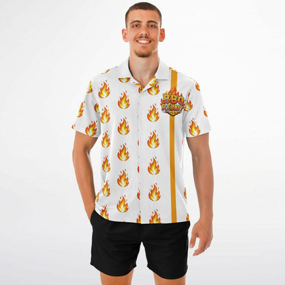 BBQ READY Flame Hawaiian spread Collar Short Sleeve Button-Down Shirt