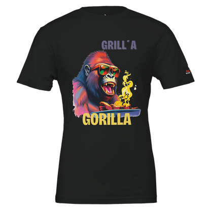 🔥 Grilla Gorilla – The Ultimate BBQ Hero! 🔥 | Premium Unisex Crewneck T-shirt | Bella + Canvas 3001 Vintage Black Alpha BBQ wear BBQ -apparel- BBQ tshirt -BBQ tee