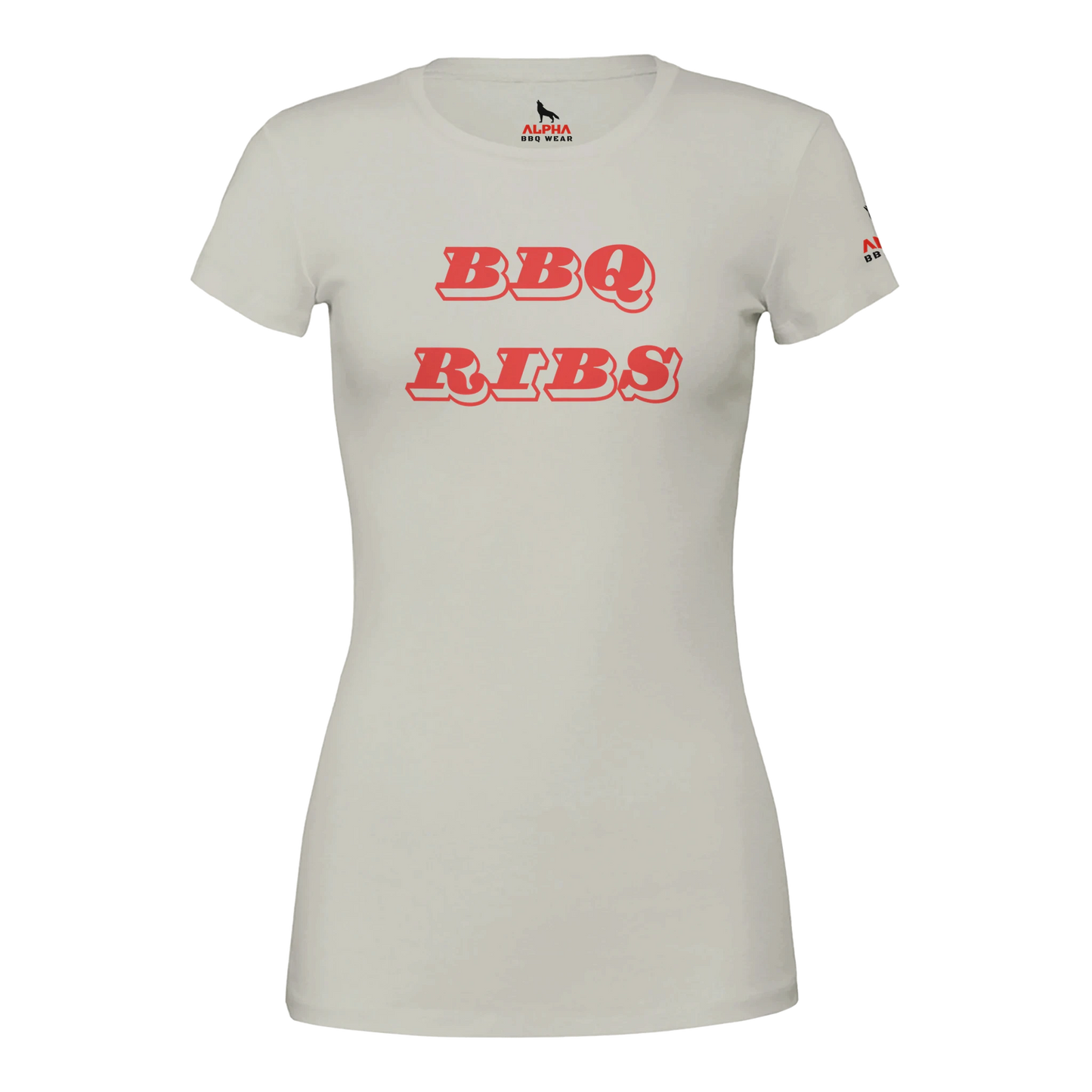 BBQ RIBS Custom BBQ T-Shirt | Premium Womens Crewneck T-shirt Ash Alpha BBQ wear BBQ -apparel- BBQ tshirt -BBQ tee
