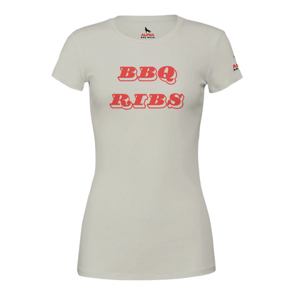 BBQ RIBS Custom BBQ T-Shirt | Premium Womens Crewneck T-shirt Ash Alpha BBQ wear BBQ -apparel- BBQ tshirt -BBQ tee