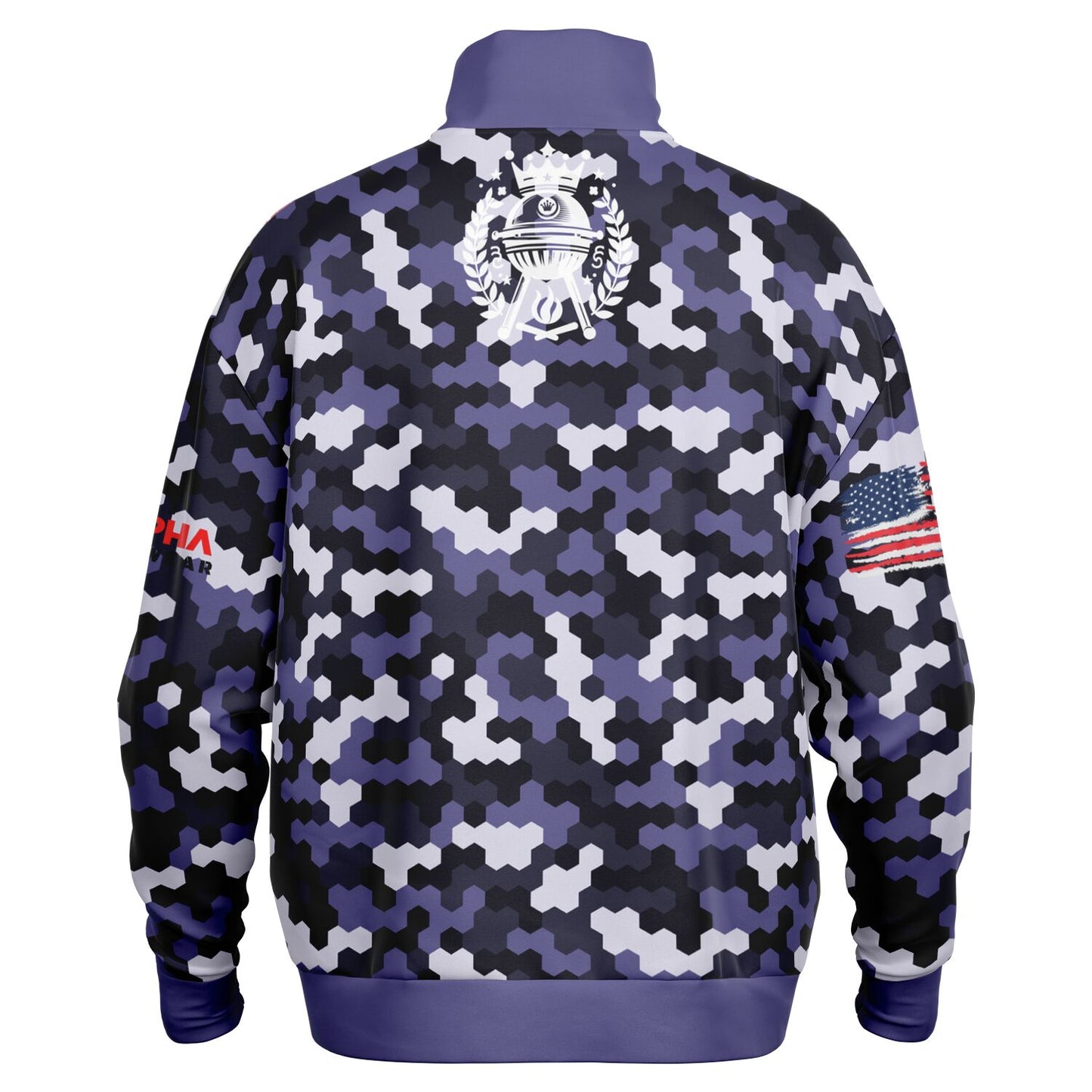 BLUE CAMO American Griller Premium Hoodie Heavyweight Oversized Quarter Zip Sweatshirt