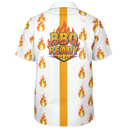 BBQ READY Flame Hawaiian spread Collar Short Sleeve Button-Down Shirt