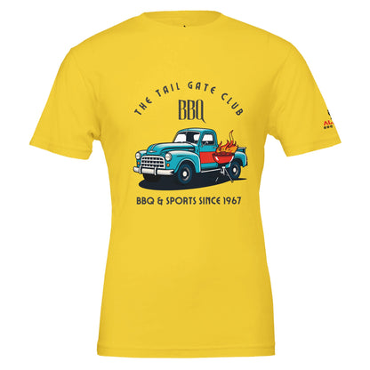 The Tailgate Club BBQ Premium Unisex Crewneck T-shirt Maize Yellow Alpha BBQ wear BBQ -apparel- BBQ tshirt -BBQ tee