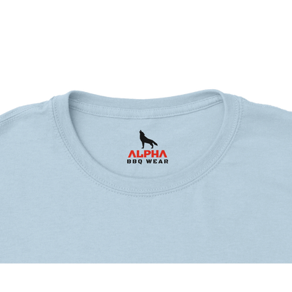 Pinup gril ‘Smokin’ Hot & GrillinPremium Womens Crewneck T-shirt Alpha BBQ wear BBQ -apparel- BBQ tshirt -BBQ tee