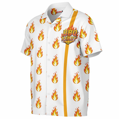 BBQ READY Flame Hawaiian spread Collar Short Sleeve Button-Down Shirt