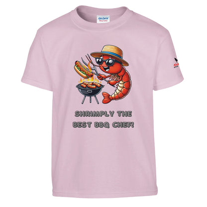 Shrimply the best BBQ chef Classic kids crewneck T-shirt Light Pink Alpha BBQ wear BBQ -apparel- BBQ tshirt -BBQ tee