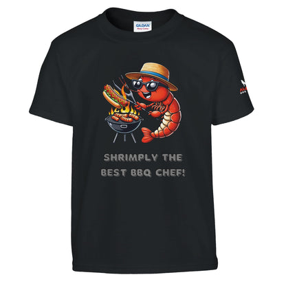 Shrimply the best BBQ chef Classic kids crewneck T-shirt Black Alpha BBQ wear BBQ -apparel- BBQ tshirt -BBQ tee