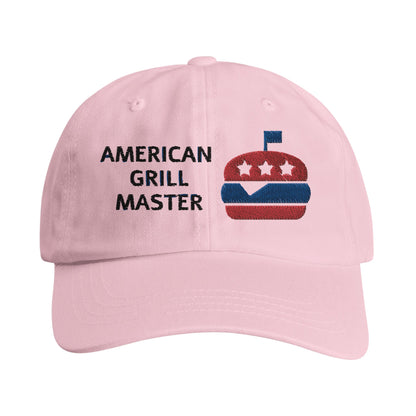 American Grill Master Embroidered Adult Low-Profile Cotton Twill Dad Cap Pink Alpha BBQ wear BBQ -apparel- BBQ tshirt -BBQ tee