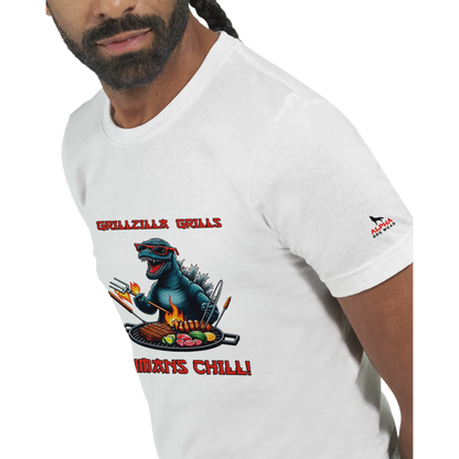 Grillzila grills, humans chill! Premium Unisex Crewneck T-shirt | Alpha BBQ wear BBQ -apparel- BBQ tshirt -BBQ tee