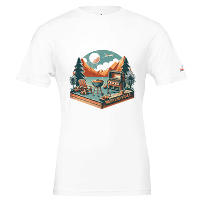 Weekend Vibes Premium Unisex Crewneck T-shirt | White Alpha BBQ wear BBQ -apparel- BBQ tshirt -BBQ tee