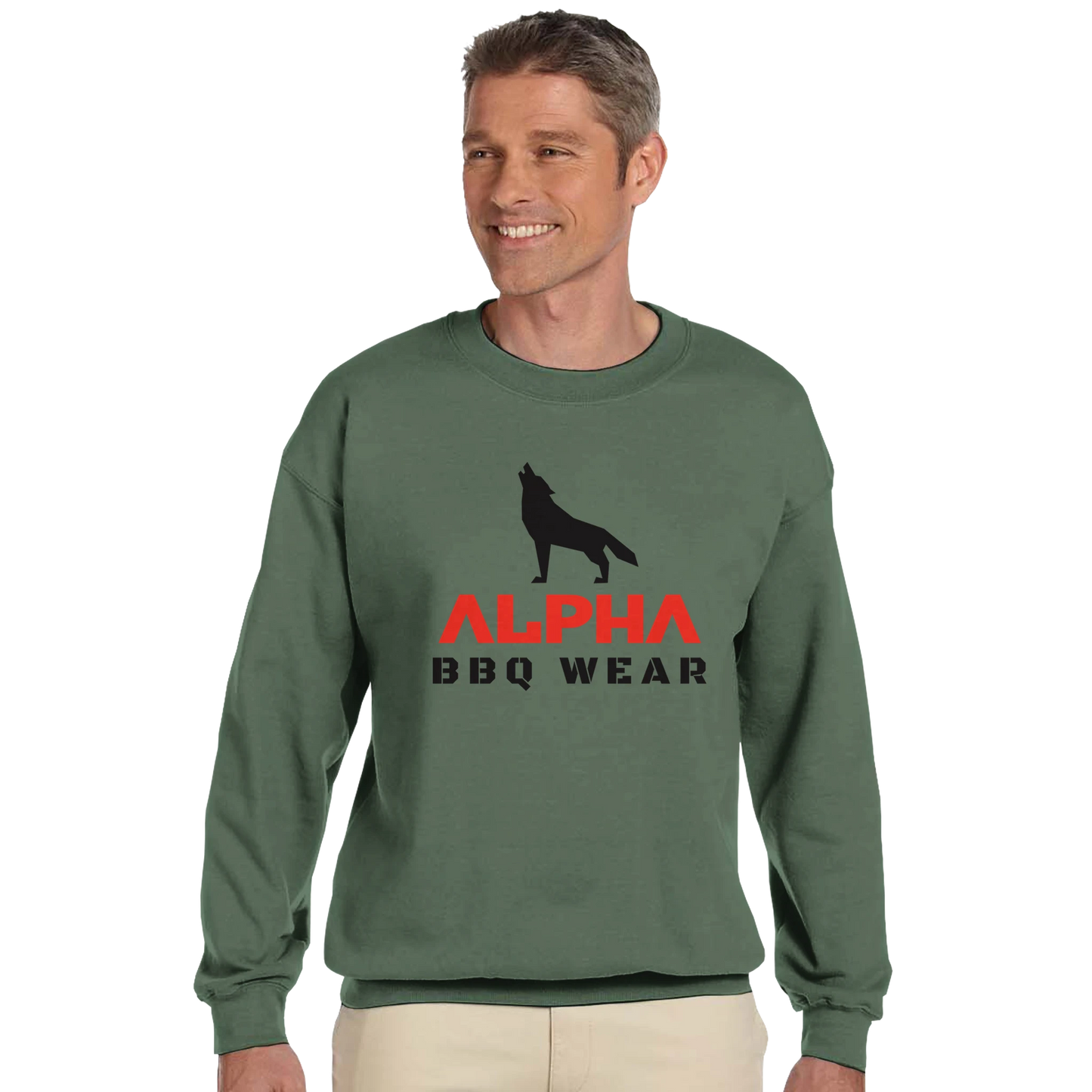 Alpha BBQ Wear Logo Sweatshirt Classic Unisex Crewneck Sweatshirt Alpha BBQ wear BBQ -apparel- BBQ tshirt -BBQ tee