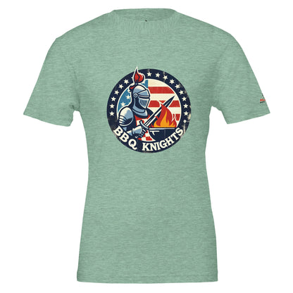 BBQ Knightss Premium Unisex Crewneck T-shirt Heather Mint Alpha BBQ wear BBQ -apparel- BBQ tshirt -BBQ tee