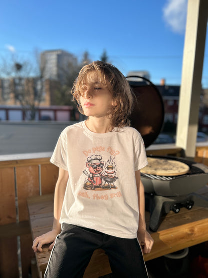Do pigs fly? Classic Kids crewneck Tshirt Alpha BBQ wear BBQ -apparel- BBQ tshirt -BBQ tee