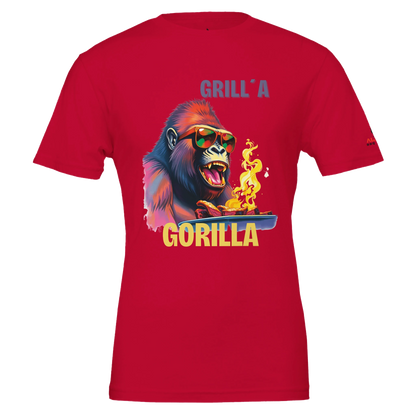🔥 Grilla Gorilla – The Ultimate BBQ Hero! 🔥 | Premium Unisex Crewneck T-shirt | Bella + Canvas 3001 Red Alpha BBQ wear BBQ -apparel- BBQ tshirt -BBQ tee