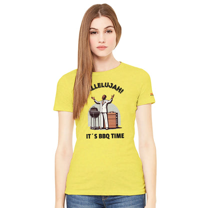 Hallelujah Premium Womens Crewneck T-shirt Alpha BBQ wear BBQ -apparel- BBQ tshirt -BBQ tee