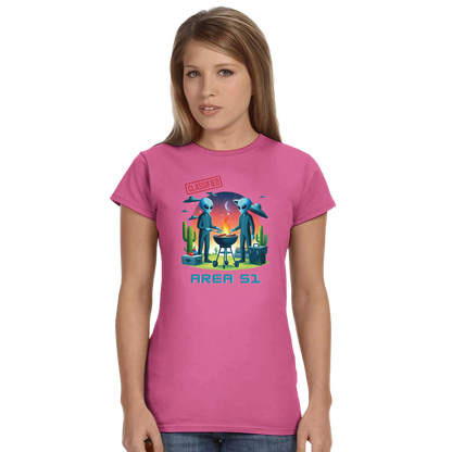"Area 51 BBQ Classic Womens Crewneck T-shirt Alpha BBQ wear BBQ -apparel- BBQ tshirt -BBQ tee