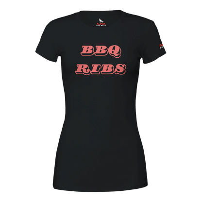 BBQ RIBS Custom BBQ T-Shirt | Premium Womens Crewneck T-shirt Black Alpha BBQ wear BBQ -apparel- BBQ tshirt -BBQ tee