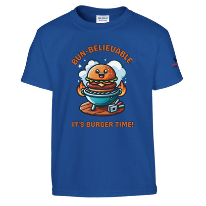 Bun-believable – It's Burger Time! Classic Kids Crewneck T-shirt Royal Alpha BBQ wear BBQ -apparel- BBQ tshirt -BBQ tee