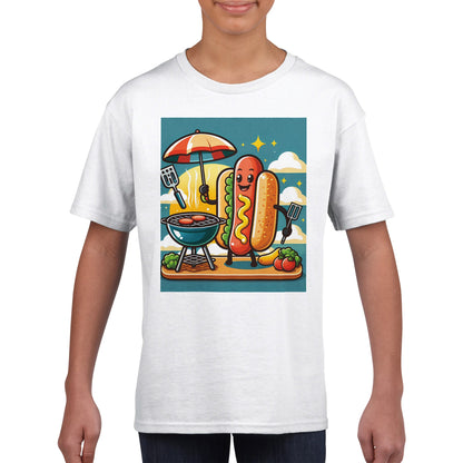 BBQ Hot dog Classic Kids Crewneck T-shirt Alpha BBQ wear BBQ -apparel- BBQ tshirt -BBQ tee