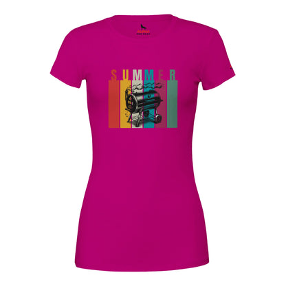 SUMMER BBQ Premium Womens Crewneck T-shirt Berry Alpha BBQ wear BBQ -apparel- BBQ tshirt -BBQ tee