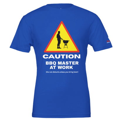 Caution: BBQ Master at Work Premium Unisex Crewneck T-shirt True Royal Alpha BBQ wear BBQ -apparel- BBQ tshirt -BBQ tee
