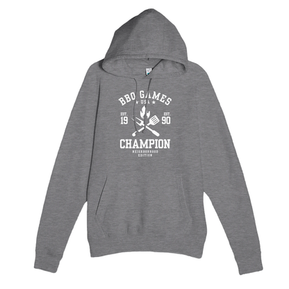 BBQ Games Champion Premium Unisex Pullover Hoodie Graphite Heather Alpha BBQ wear BBQ -apparel- BBQ tshirt -BBQ tee