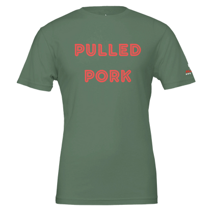 PULLED PORK Custom BBQ T-Shirt Premium Unisex Crewneck Military Green Alpha BBQ wear BBQ -apparel- BBQ tshirt -BBQ tee