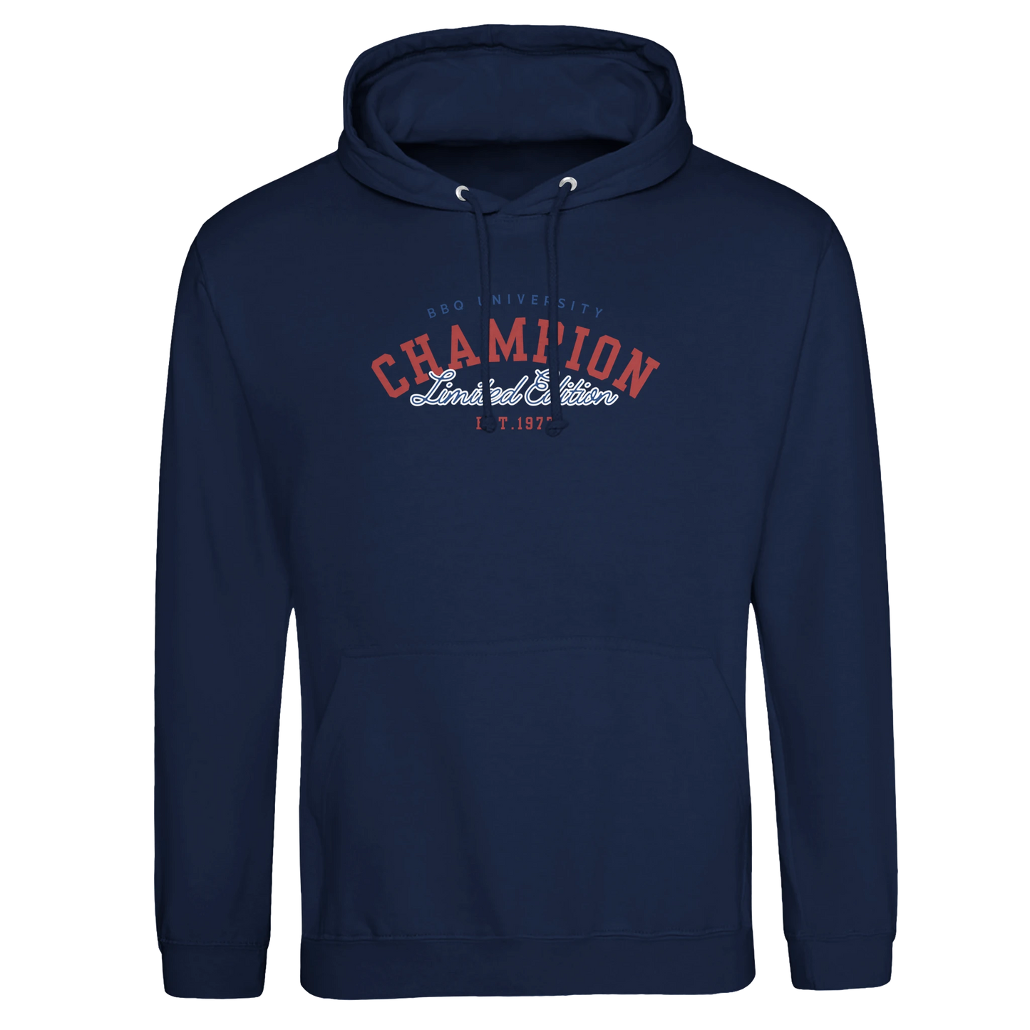 BBQ University – Only the Strongest Grill!Premium Unisex Pullover Hoodie Oxford Navy Alpha BBQ wear BBQ -apparel- BBQ tshirt -BBQ tee