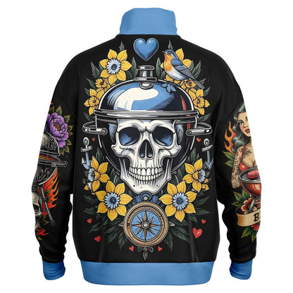 LOVE BBQ  – Vintage Ink, Grill Heat Heavyweight Oversized Quarter Zip Sweatshirt - AOP