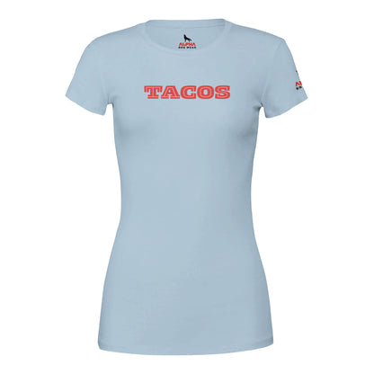 TACOS Custom BBQ T-Shirt Premium Womens Crewneck T-shirt Baby Blue Alpha BBQ wear BBQ -apparel- BBQ tshirt -BBQ tee
