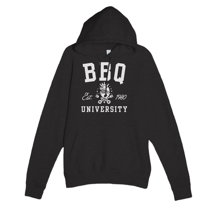 BBQ University Premium Unisex Pullover Hoodie Heather Charcoal Alpha BBQ wear BBQ -apparel- BBQ tshirt -BBQ tee