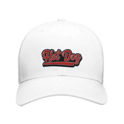 “Hot Dog” Embroidered Retro Trucker Cap white white Alpha BBQ wear BBQ -apparel- BBQ tshirt -BBQ tee