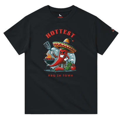 Hottest BBQ in Town Heavyweight Unisex Crewneck T-shirt Black Alpha BBQ wear BBQ -apparel- BBQ tshirt -BBQ tee