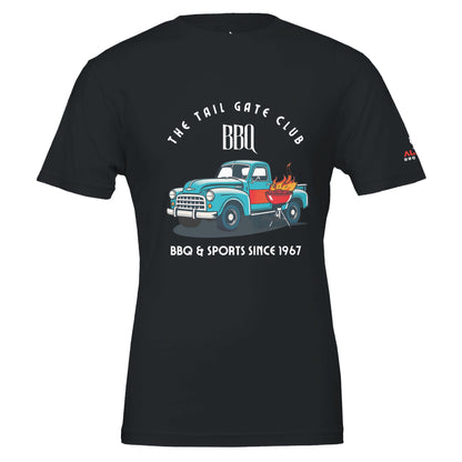 The Tailgate Club BBQ Premium Unisex Crewneck T-shirt Black Alpha BBQ wear BBQ -apparel- BBQ tshirt -BBQ tee
