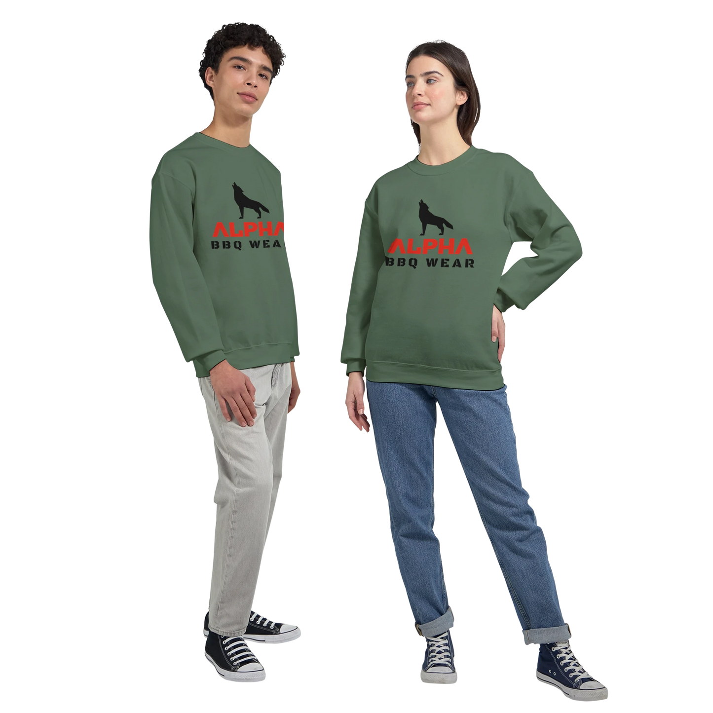 Alpha BBQ Wear Logo Sweatshirt Classic Unisex Crewneck Sweatshirt Alpha BBQ wear BBQ -apparel- BBQ tshirt -BBQ tee