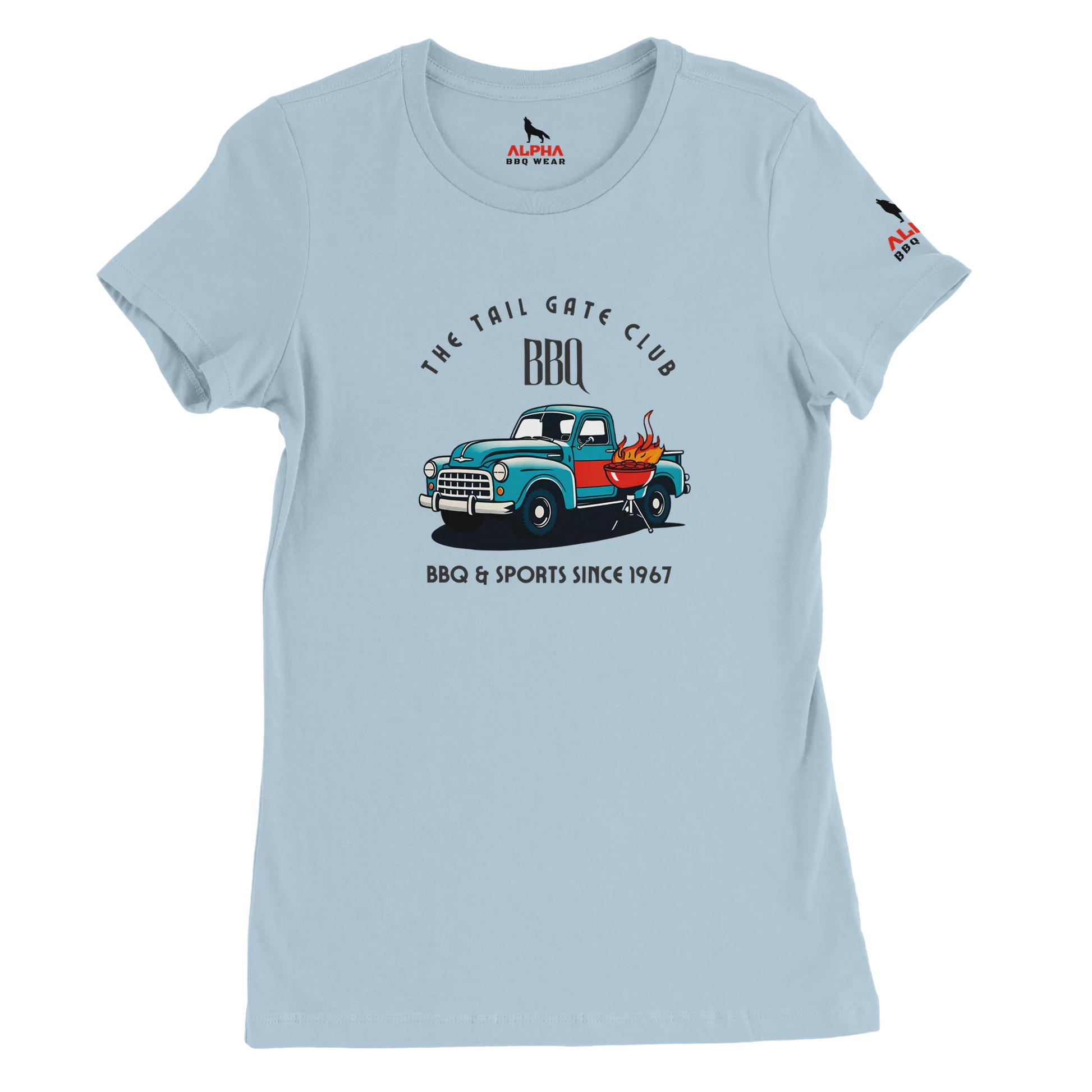 The Tailgate Club BBQ Premium Womens Crewneck T-shirt Alpha BBQ wear BBQ -apparel- BBQ tshirt -BBQ tee