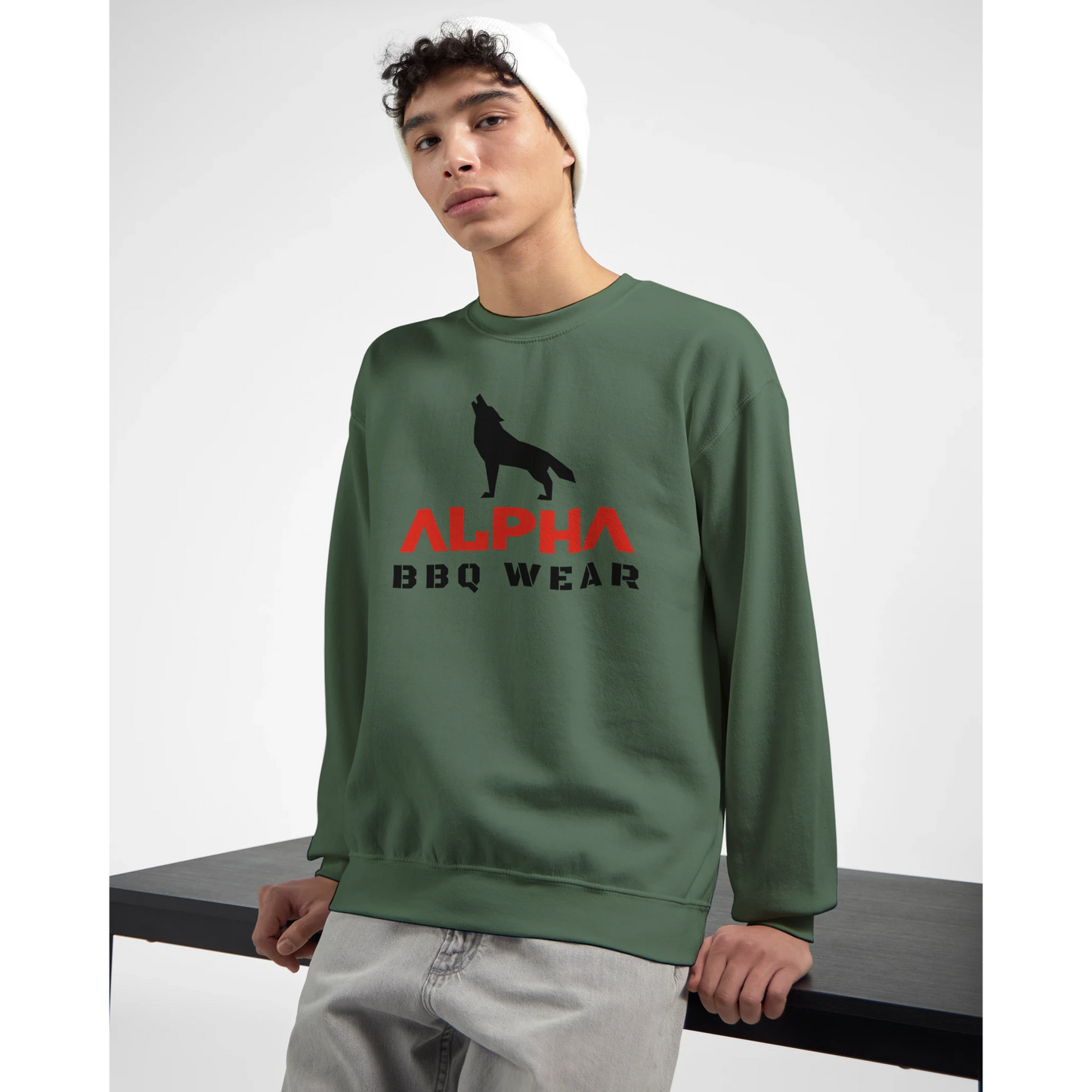Alpha BBQ Wear Logo Sweatshirt Classic Unisex Crewneck Sweatshirt Alpha BBQ wear BBQ -apparel- BBQ tshirt -BBQ tee