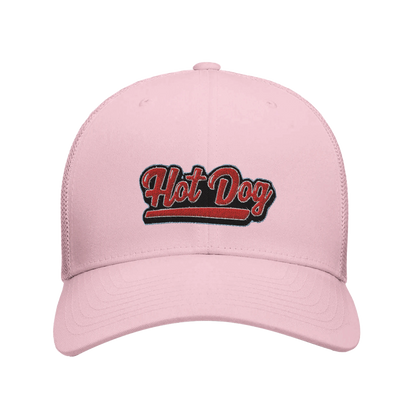 “Hot Dog” Embroidered Retro Trucker Cap Pink Alpha BBQ wear BBQ -apparel- BBQ tshirt -BBQ tee