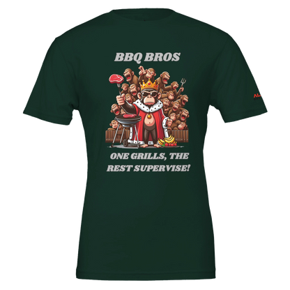 BBQ Bros – One Grills, The Rest Supervise! Premium Unisex Crewneck T-shirt Forest Alpha BBQ wear BBQ -apparel- BBQ tshirt -BBQ tee